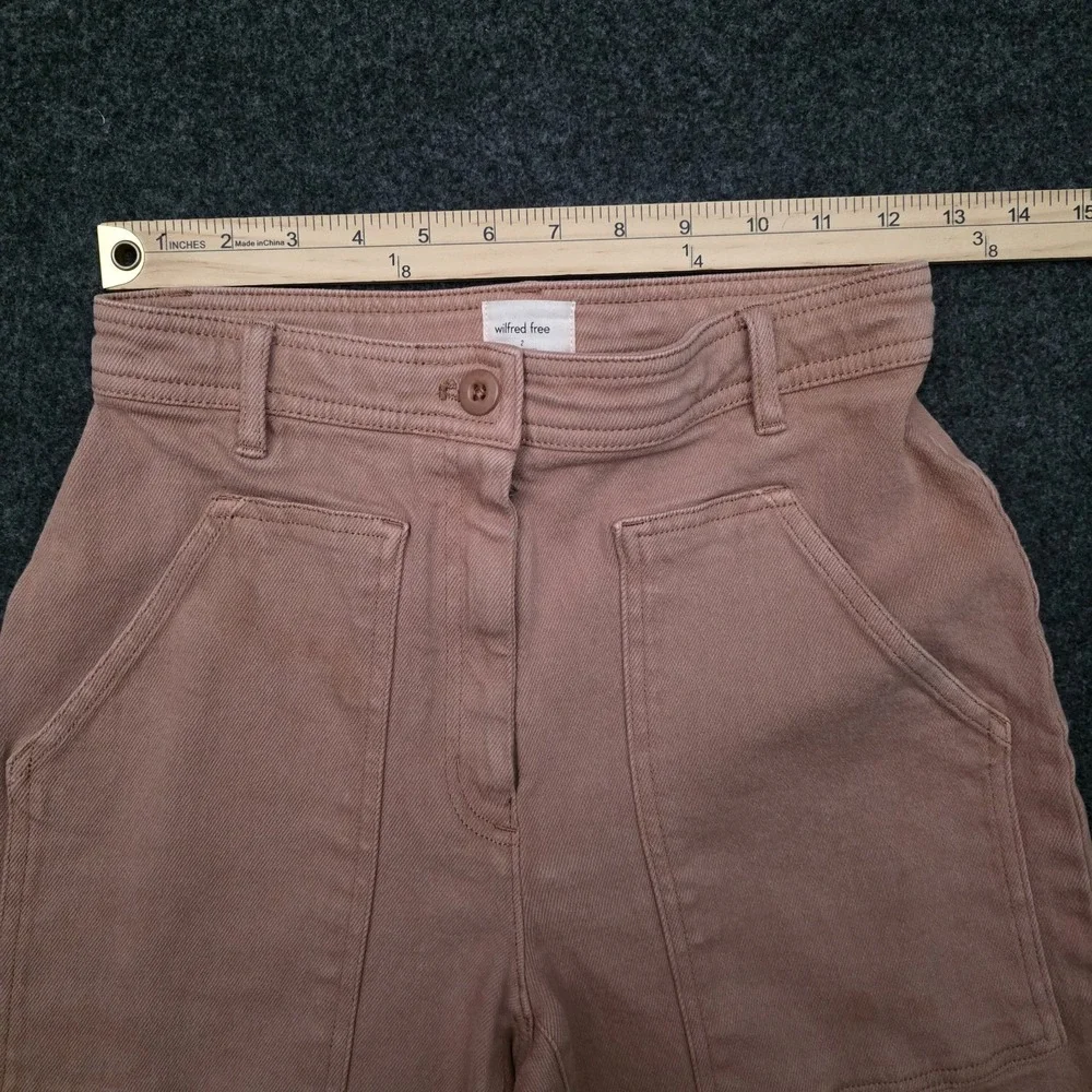 Aritzia Wilfred Free Womens Size 2‎ Pink Utility High Rise Wide Leg Modern Pants